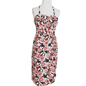 Unique Vintage tropical floral halter retro dress